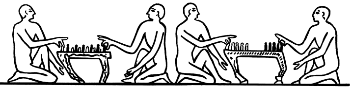 Настенный рисунок по шахматам из древнеегипетской могилы, около 2000 г до Н.э.